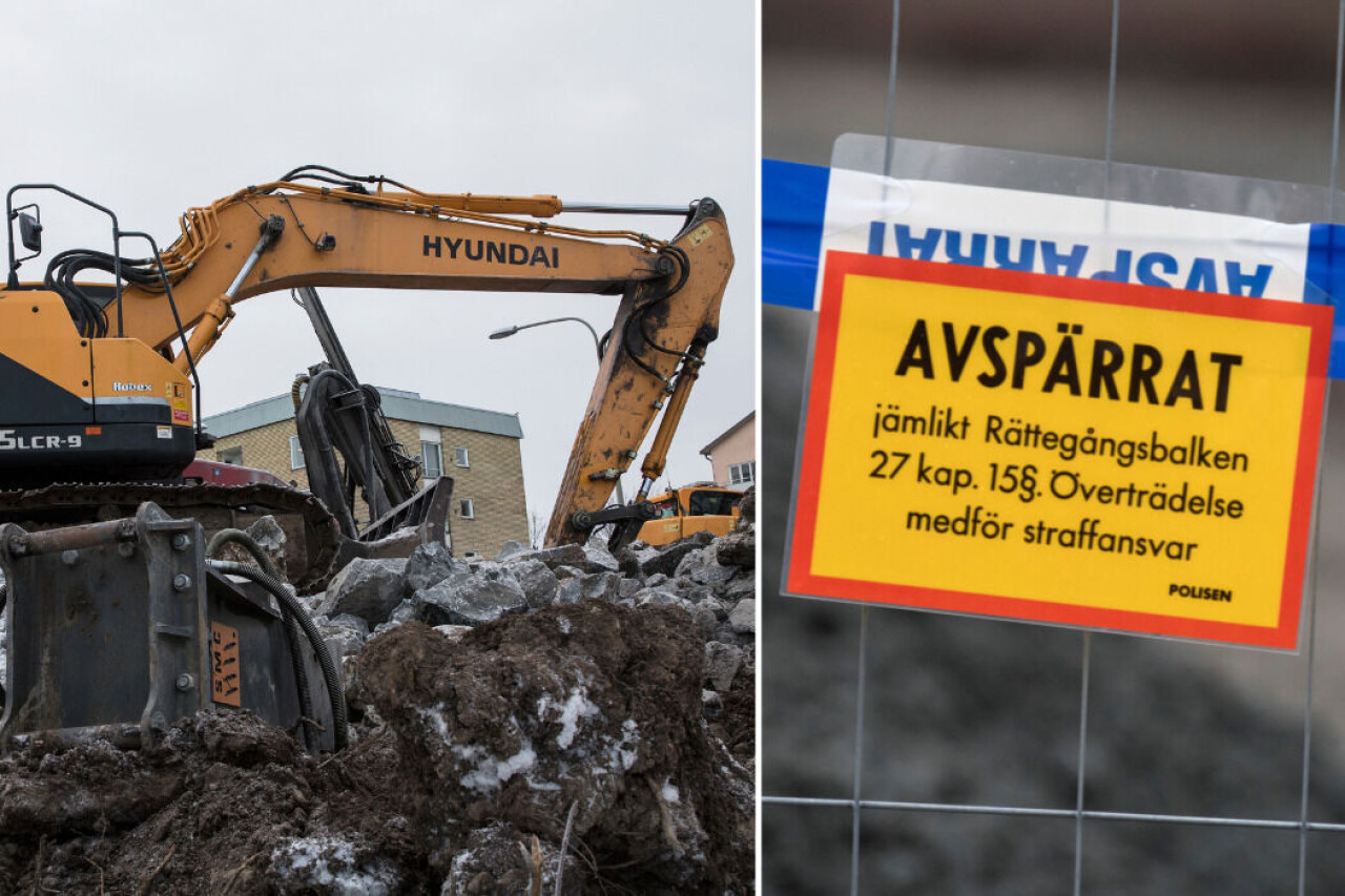 Polisen har spärrat av byggarbetsplatsen i Uppsala där skelettdelar upptäcktes på tisdagen.