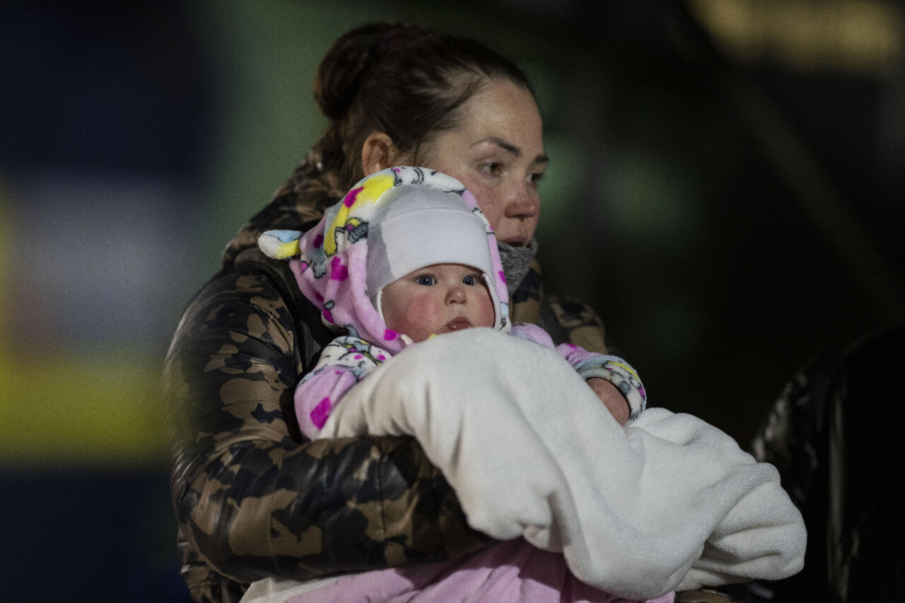 Vid tyska gränsen avvisar danska gränspolisen ukrainska flyktingar utan pass och de som vill använda Danmark som transitland. Arkivbild från polska gränsen.