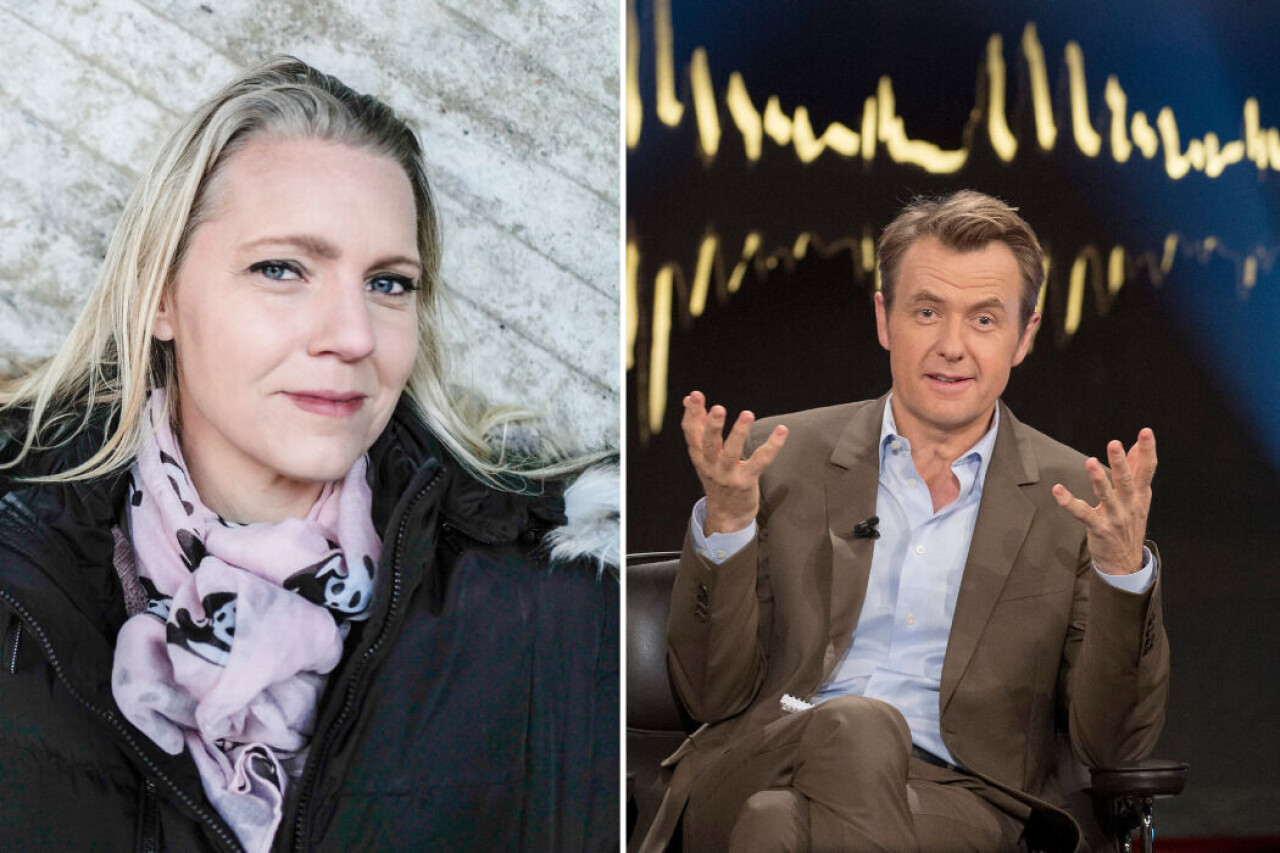 Carina Bergfeldt tog över i intervjustolen efter Fredrik Skavlan.