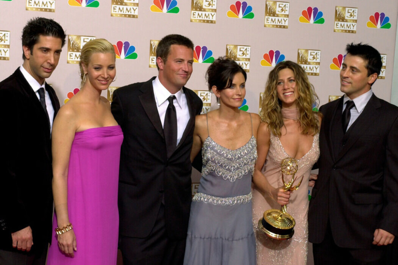 David Schwimmer, Lisa Kudrow, Matthew Perry, Courteney Cox, Jennifer Aniston och Matt LeBlanc 2002 i Los Angeles.